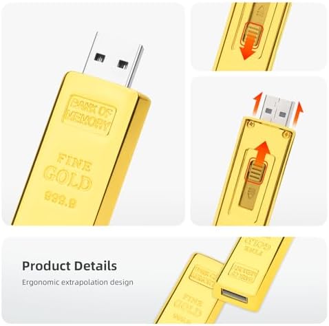 Borlter Clamp 64 GB Gold Bar USB Flash Drive – Quirky Novelty Memory Stick for Fast Data Storage & Enhanced Compatibility – Perfect for Professionals and Students