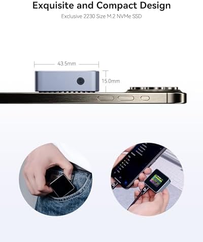 Ultra-Fast DOCKCASE 2230 M.2 NVMe SSD Enclosure with Power Loss Protection – Premium USB 3.2 Gen 2 Type-C Adapter for Enhanced Data Security and Speed, Compatible with NVMe PCIe SSDs, M-Key/B+M Key Support, Sleek Grey Design for Tech Enthusiasts and Gamers