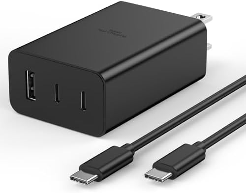 Next-Gen 65 W USB C Fast Charger with 3 Ports and 6 ft Type C Cable – Ga N Technology for Rapid Power Delivery Compatible with i Phone 15 Series, Mac Book Pro/Air, i Pad Pro, Galaxy S23/S22 – Ultimate Multi-Device Charging Solution for Home and Travel