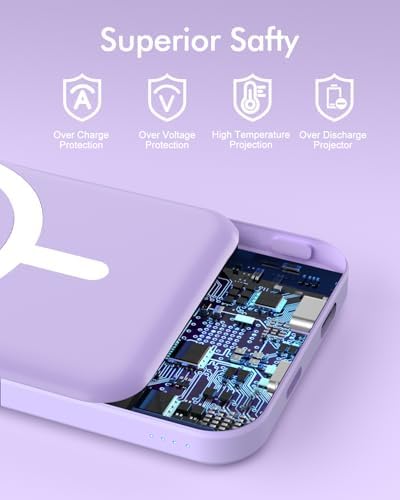 Podoru Mag Safe 5000 m Ah Portable Power Bank – Wireless Magnetic Charger with 20 W PD Fast Charging for i Phone 12 to 16 Series – Sleek, Lightweight Design for Effortless On-the-Go Charging – Includes Type-C Cable for Enhanced Versatility and Compatibility