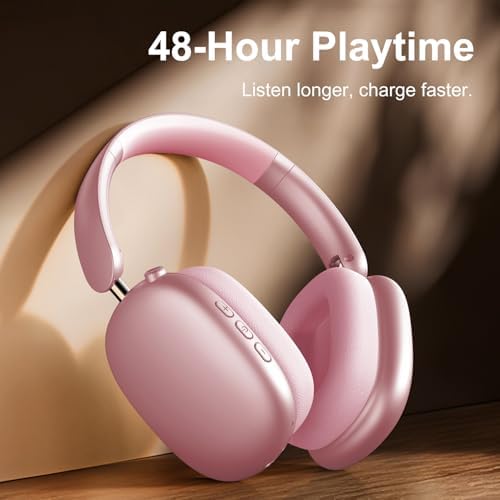 Transform Your Listening Journey with Y01 Wireless Over-Ear Headphones – Advanced Bluetooth 5.3, Superior Noise Cancellation, 48-Hour Battery Life, and Exceptional Comfort in Elegant Pink – Perfect for i OS, Android, Samsung, and PC Enthusiasts Seeking Seamless Audio Bliss