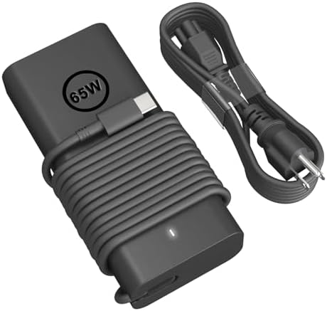 High-Speed 65 W USB Type-C Charger for Dell Laptops – Compatible with Latitude, XPS, and Chromebook Models | Versatile 100-240 V Input, Advanced Safety Certification, and Enhanced Power Delivery for Seamless Performance and Reliability