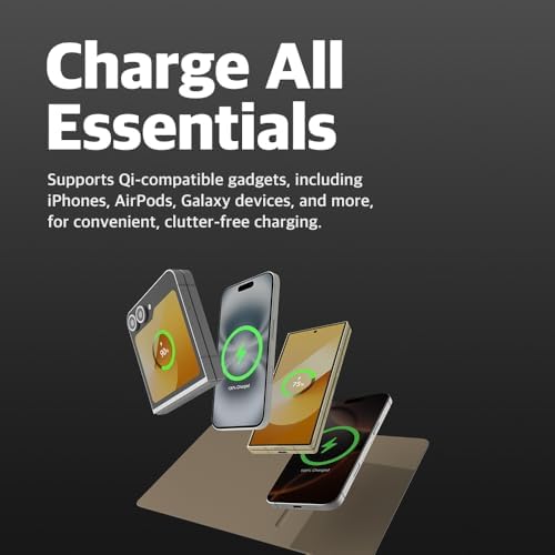 POUT H3 Midnight Blue Portable Qi Wireless Charging Mouse Pad – Effortless Device Charging Meets Sleek Workspace Efficiency for Laptops, i Phones, Air Pods & Samsung Galaxy – Lightweight, Non-Slip Design Enhances Productivity & Style