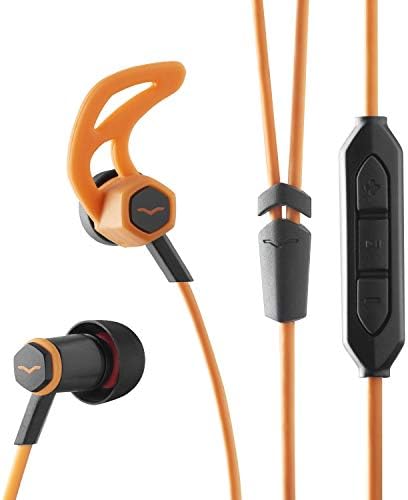 V-MODA Forza Hybrid Sport Earbuds – Premium In-Ear Headphones for Samsung & Android with 3-Button Remote, Noise Isolation & Sweat Resistance – Stylish Orange Accents for Active Lifestyles