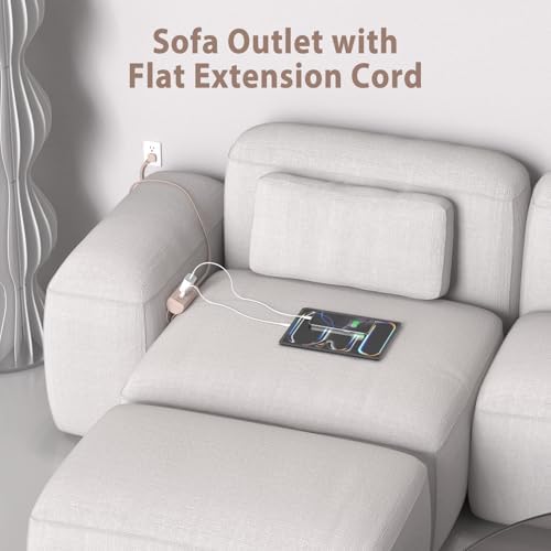 HEZI Couch Charging Station with 2 AC Outlets and 3 Fast USB Ports – 10 ft Flat Power Cord for Seamless Charging – ETL Listed Surge Protector for Furniture – Enhance Comfort and Stay Powered Up