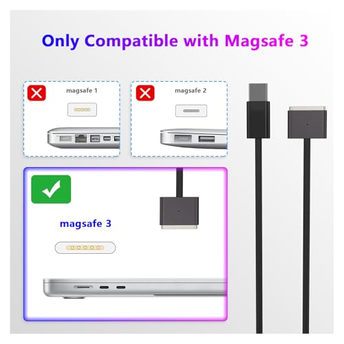 Premium USB C to Magnetic 3 Cable – 2 M for Mac Book Air & Pro (2024/2023) – 140 W Fast Charging with Durable Braided Design – Secure Magnetic Connector for Enhanced Device Efficiency – Ideal for Home, Office & On-the-Go Charging