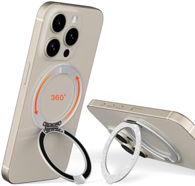 Advanced COOLQO 2-Pack 360° Rotating Phone Grip Ring Stand – Premium Magnetic Holders for Stress Relief & Enhanced Smartphone Stability – Universal Fit for All Devices – Elegant Silver Design for Car & Desk Use