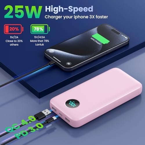 High-Capacity 40,800 m Ah Portable Charger with Built-in Cables and LCD Display – 25 W PD & QC 4.0 Fast Charging Power Bank for i Phone 16/15/14 and Android Devices (Green) – Ultimate On-the-Go Charging Solution with Enhanced Compatibility and Durability