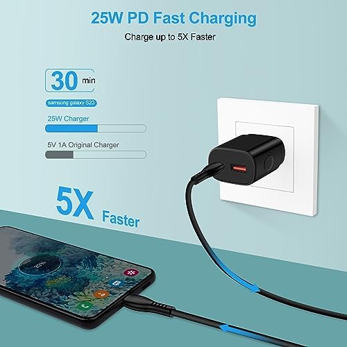 Ultra-Compact 25 W USB-C Fast Charging Block – High-Speed Wall Adapter for i Phone 16, Samsung Galaxy S25 Ultra, Google Pixel 8 & More – Enhanced Safety Features & Travel-Friendly Design for Rapid Device Power-Up