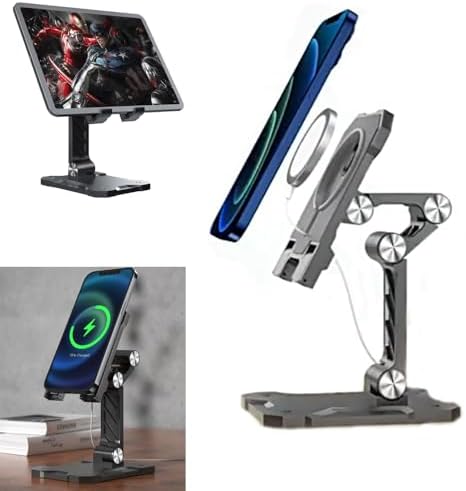 Adjustable Foldable Stand for MagSafe Charger, Desktop Holder Compatible with for iPhone 16 15 14 13 12 Series Cell Phone Wireless Charging Base Pad Mount Accessories – Enhanced Compatibility and Speed