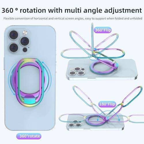Revolutionary MINDSKY Mag-Safe Phone Grip & Stand for i Phone 12/13/14/15 Series – 360° Dual-Arm Adjustable Kickstand with Superior Magnetic Support – Lightweight, Durable Design for Enhanced Drop Protection – Effortless Hands-Free Use & Easy Wireless Charging Compatibility