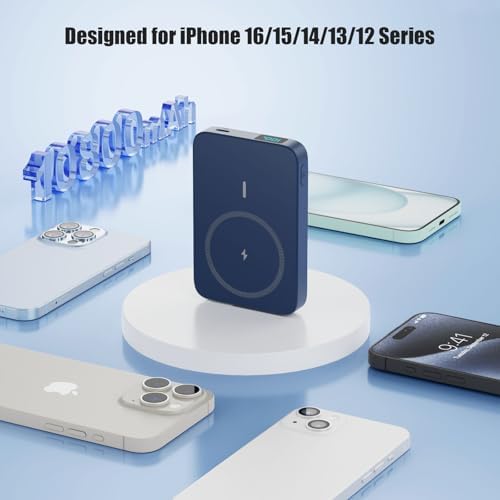 Advanced Magnetic Wireless Power Bank – 10800 m Ah Portable Charger with Foldable Stand, LED Battery Indicator, and 25 W Fast Charging for i Phone 16/15/14/13/12 Pro/Pro Max/Plus – Ultimate Compatibility and Convenience
