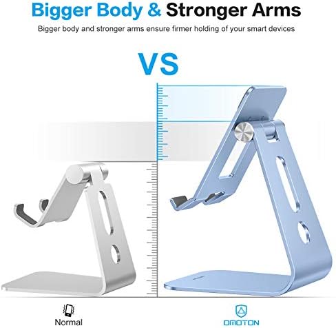 OMOTON Versatile Adjustable Tablet Stand for Desk – Enhanced Stability with Extended Arms for i Pad Pro/Air/Mini & Larger Smartphones – Stylish Purple Holder for Optimal Viewing Comfort and Clutter-Free Workspace