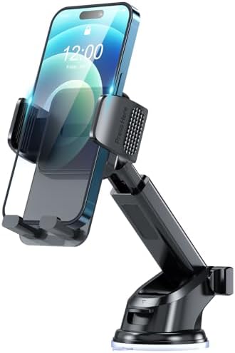 TEKING Advanced Car Phone Holder with Reinforced Metal Hook – Universal Air Vent Mount for i Phone 15/14/13/12 Pro Max & Samsung S24 Ultra – Sleek Translucent Design for Enhanced Aesthetics & Secure Smartphone Fit (120-75 mm) – Effortless Tool-Free Installation & Ultimate Hands-Free Convenience