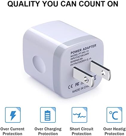 Rapid Charge Duo USB Power Cubes – 5-Pack 2.1 A Dual Port Wall Chargers for i Phone & Samsung Devices – Compact, Efficient & Travel-Friendly with Enhanced Safety Features – Stay Connected Anytime, Anywhere
