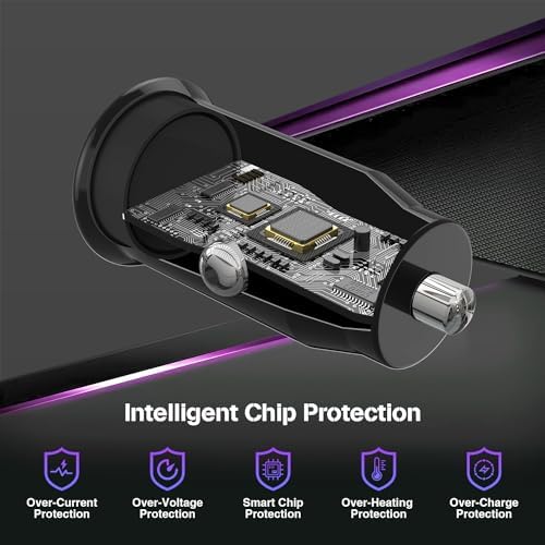 Dual-Port 45 W USB C Car Charger Adapter for Apple Devices – MFi Certified Fast Charger with 3 ft Lightning Cable (Pack of 2) – Rapid Charging for i Phone 14/13/12/11 Pro Max, i Pad, and Air Pods – Durable & Portable Power Solution for On-the-Go Lifestyle