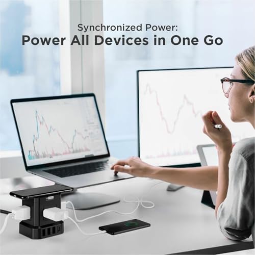 Revolutionize Your Charging Setup with the Uncaged Ergonomics 10 ft Wireless Cube Charger & Power Strip – Featuring 4 AC Outlets, 3 USB Ports Including 1 C Fast Charger, Surge Protection, and an On/Off Switch for Ultimate Device Management and Safety