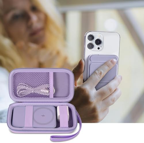 Anker Magnetic Battery Case – Premium Purple Holder for 10,000 m Ah Wireless Charger, Shockproof Organizer for Models 633/622/621/321 – Ultimate Travel Power Bank Protection and Speed Enhancement