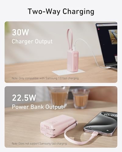 ANKER 3-in-1 Portable Power Bank with USB-C Charger Block – 5,000 m Ah Fast Charging Battery Pack with Built-in Cable and Foldable AC Plug for i Phone 15, Galaxy, Mac Book – Ultra-Compact Design for Ultimate Convenience and Speed