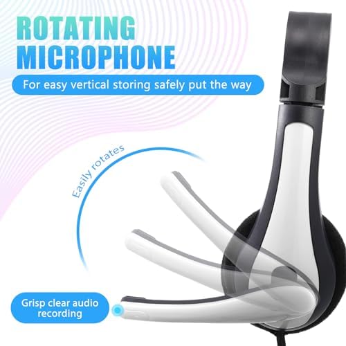 Yunsailing 20 Pack Classroom Headphones with Built-in Microphone – Premium On-Ear Wired Student Earphones for Superior Sound Quality and Seamless Compatibility with Computers, Laptops, and Mobile Devices – Perfect for Educational Settings and Professional Environments (White)
