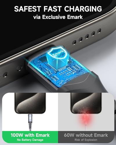sweguard 100 W USB C to USB C Charger Cable [3.3 ft, 2-Pack] – Ultimate Fast Charging Solution for i Phone 15 & 16 Pro Max, Mac Book, i Pad Pro, and Samsung Galaxy S Series – Durable, High-Speed Compatibility for All Your Devices