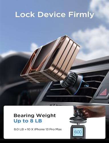 LISEN Mag Safe Car Phone Holder for i Phone 16-12 Pro Max – Strong Magnetic Dashboard & Vent Mount – Stylish Purple Design – Effortless Installation & Wireless Charging Support for Ultimate Driving Safety