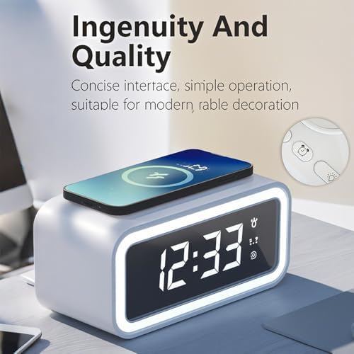 Revolutionary 5-in-1 Wireless Charging Station with Digital Clock, Night Light, and Temperature Display – 15 W Fast Charge for Qi Phones, Smartwatches & TWS Earbuds – Enhanced Safety Features and Space-Saving Design for Home or Travel