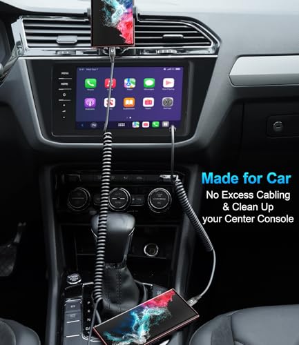 USBC to USBC Cable for Car, 3FT Coiled USB Type C Charge Cable Fast Charging, 2Pack Short USB-C Cable Compatible with iPhone 16/15/Samsung Galaxy S20 S10 S9 S8 Plus Note 10 9 8 and More USB C Devices – Enhanced Compatibility and Speed