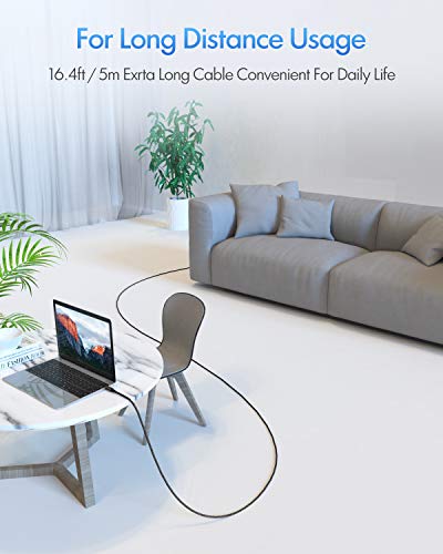 Ultra-Durable 16 ft USB C to USB C Cable – High-Speed PD Charging Cord with Braided Design, Ideal for Samsung Galaxy S21, Pixel, i Pad Pro 2020 & More – Unmatched Length for Ultimate Convenience and Performance