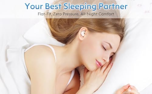 Revolutionary Flat-Fit Wireless Sleep Earbuds for Side Sleepers – Exceptional Comfort Meets Long Battery Life & Water-Resistant Durability for Uninterrupted Sound During Sleep, Sports, and Running (Black) – Perfect for Relaxation and Active Lifestyles