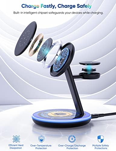 Ultimate 3-in-1 Mag-Safe Charging Station for Apple Devices – Rapid Wireless Charger for i Phone 16/15/14/13/12, Apple Watch Series 10-2 SE & Air Pods Pro/4/3/2 – Modern Design for Enhanced Charging Efficiency Transform your charging routine with our advanced 3-in-1 Mag-Safe Charging Station, expertly designed to provide rapid power for your i Phone, Apple Watch, and Air Pods. Featuring high-speed wireless technology, this sleek charging hub eliminates clutter while enhancing your workspace’s aesthetics. Benefit from innovative magnetic alignment that guarantees secure device placement and stability during charging sessions. Constructed from premium, durable materials, this versatile charger not only optimizes performance but also seamlessly complements your home or office decor. Ideal for busy professionals, tech enthusiasts, and anyone looking for a streamlined charging solution, this multifunctional station combines efficiency, style, and convenience in one powerful package. Say farewell to tangled cables and elevate your charging setup to new heights with this all-inclusive charging solution that meets the demands of modern lifestyles.