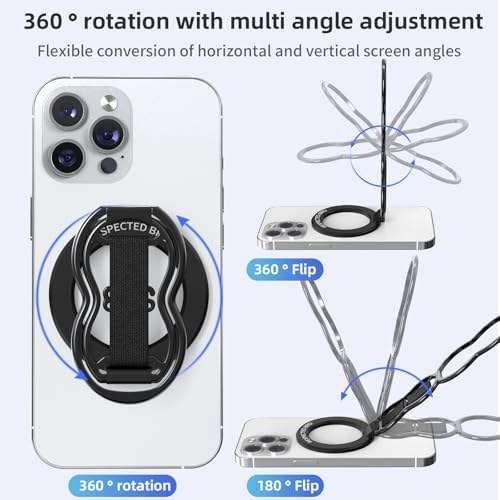 Elevate Your Smartphone Experience with RESPECTED-BRO 4-in-1 Magnetic Phone Grip Stand – Ultimate Kickstand, Secure Finger Strap, and Universal Compatibility for i Phone & Android (Silver) – Perfect for Hands-Free Convenience and Enhanced Usability