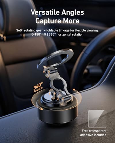 TELESIN Electric Magsafe Car Mount Vacuum Magnetic Car Phone Holder 105N 360° Reinforced Adjustable Swivel Lock, Suction Cup Phone Mount for Your Car/Gym/Mirror/iPhone & Android – Enhanced Compatibility and Speed