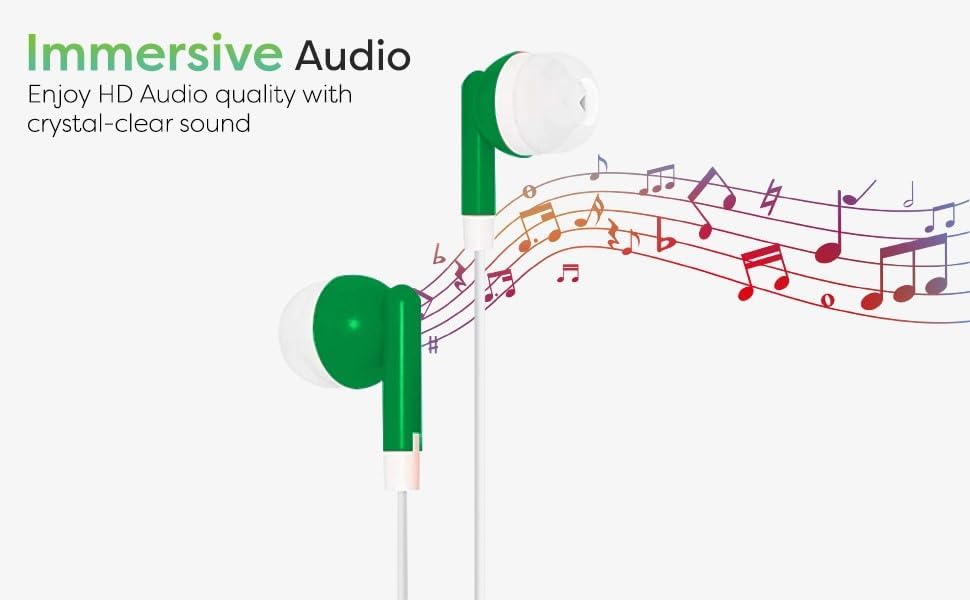 Vibrant 50-Pack Multi-Color Kid’s Wired Earbud Headphones – Hygienic Disposable Design for Classrooms, Libraries & Educational Settings – Comfortable Fit with Universal Compatibility for Tablets & Computers – Bulk Wholesale for Enhanced Student Focus and Audio Enjoyment