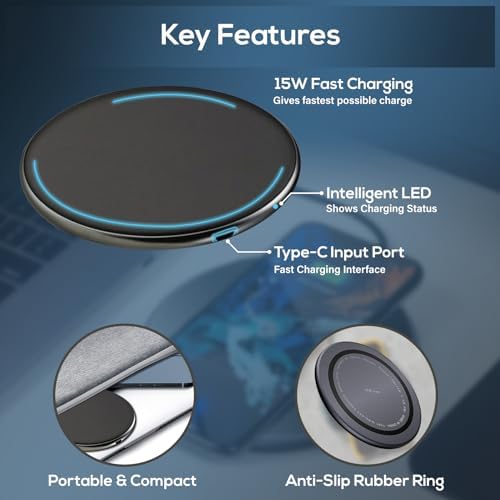 Effortless 10 W Dual Coil Qi Wireless Charging Stand – Premium USB-C Fast Charger for i Phone & Samsung Galaxy – Sleek Design with Over-Heat Protection, Perfect for Home & Office Use