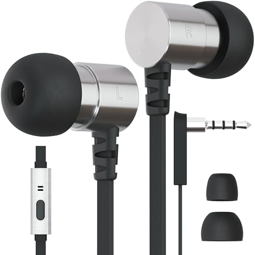 Elevate Your Audio Experience: Symphonized Metal Wired Earbuds with Built-in Microphone for Seamless Communication – Premium In-Ear Headphones for Computer, Laptop & Smartphone Use – Durable 3.5 mm Aux Jack Earbuds with Comfortable Fit and Tangle-Free Design