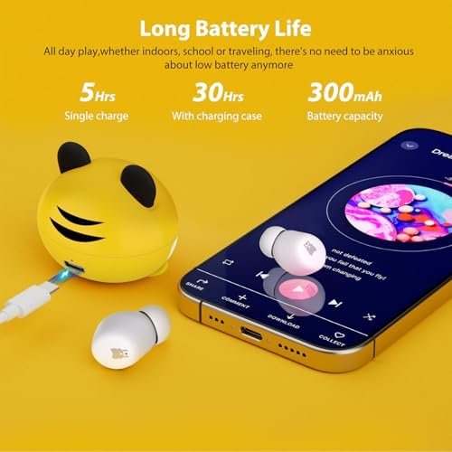 Penguins Kids Bluetooth Headphones – Safe 85 d B Volume Limited Earbuds with 30-Hour Playtime, Waterproof Touch Control for Small Ears – Ideal for School, Travel, and Home Use with Superior Device Compatibility and Child-Friendly Design