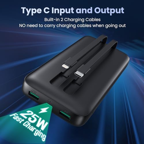 High-Capacity 40,800 m Ah Portable Charger with Built-in Cables and LCD Display – 25 W PD & QC 4.0 Fast Charging Power Bank for i Phone 16/15/14 and Android Devices (Green) – Ultimate On-the-Go Charging Solution with Enhanced Compatibility and Durability
