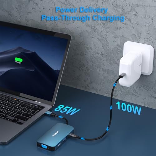 Maximize Your Productivity with the BENFEI 8-in-1 USB C Docking Station: Triple Display Hub Featuring Dual HDMI, VGA, 3 USB 3.0 Ports & 100 W Power Delivery for Effortless Mac Book Pro & XPS Connectivity