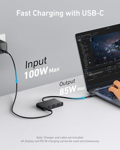 Revolutionize Your Connectivity with Anker’s 4-Port USB-C Hub – Lightning-Fast 10 Gbps Data Transfer & 100 W Power Delivery – Perfect Companion for Mac Book Pro, i Pad, Surface Pro, and Dell – The Ultimate Multiport Adapter for Effortless Productivity and Seamless Device Management