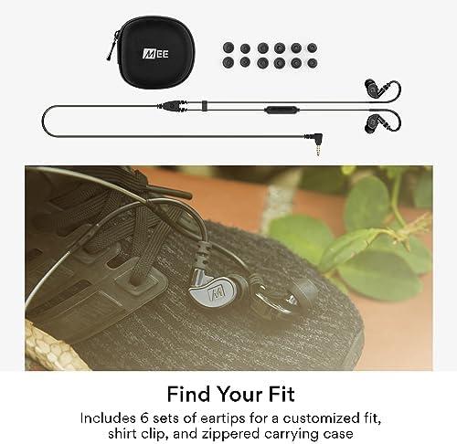 MEE audio M6 Sport Wired Earbuds – Premium Noise-Isolating Headphones with Dynamic Bass Sound, Sweatproof Design for Running and Workouts, Memory Wire Earhooks for Ultimate Comfort, 3.5 mm Jack Compatibility (Black) – Elevate Your Active Lifestyle with Unmatched Audio Quality