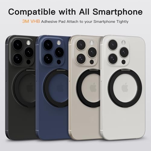 Advanced COOLQO 2-Pack 360° Rotating Phone Grip Ring Stand – Premium Magnetic Holders for Stress Relief & Enhanced Smartphone Stability – Universal Fit for All Devices – Elegant Silver Design for Car & Desk Use