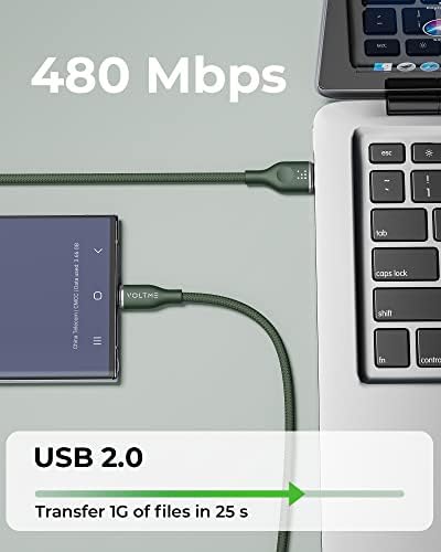 VOLTME Premium Nylon USB C Cable 2-Pack – 6 ft Fast Charging & Data Transfer Cable for Galaxy S10+/S10, Note 10/9, LG V30/V35, Moto Z2/Z3 – Universal Compatibility & Enhanced Durability for Efficient Charging Solutions