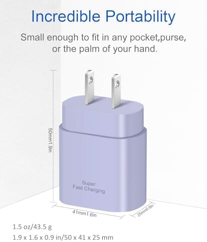 Experience lightning-fast charging with the 25 W Type C Charger for Samsung, featuring a 6 Ft Type C to C cable. This compact USB C Charger Block is meticulously engineered for optimal power delivery, ensuring your Galaxy S25 Ultra, S25, S24, S23, and Note 20 are charged efficiently without delay. Designed for modern lifestyles, its sleek black finish seamlessly integrates with your devices while the lightweight construction makes it ideal for travel. Enjoy peace of mind with advanced safety features that protect against overheating and overcharging. Elevate your charging routine and keep your devices ready for action with this essential accessory, perfect for home, office, or on-the-go use.