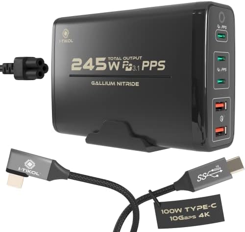 65 W Ga N Fast Charging Block with 3 Ports – Compact USB-C & USB-A Wall Charger for Mac Book, i Pad, i Phone 14, Dell XPS – Foldable Design for Travel Convenience, High-Speed Power Delivery, and Enhanced Device Compatibility