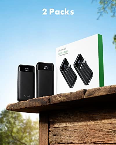 Travel-Ready Dual Pack Portable Chargers with Built-In Cables – 10,000 m Ah Slim Power Banks Featuring 6 Outputs & 3 A Fast Charge for i Phone, Samsung, Pixel, LG, Moto, i Pad – Ultimate Multi-Device Charging Solution for On-the-Go Efficiency