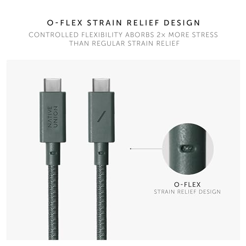 Native Union Anchor Cable 240 W: 10 ft Eco-Friendly Reinforced Braided USB-C to USB-C Power Delivery 3.1 Charging Cable with Weighted Knot for i Phone 16, Mac Book Pro 14″/16″ M2 – Ultra-Fast, Durable, Tangle-Free Charging Solution