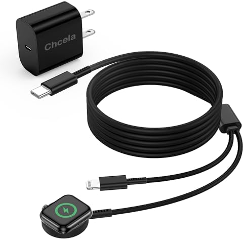 Upgrade Your Charging Efficiency with the 2-in-1 Fast Charger for Apple Devices – 6 FT USB C Cable & 20 W Wall Adapter, Compatible with Apple Watch Series 8/7/6/5/SE and i Phone 14, Sleek Black Design for Ultimate Convenience and Speed