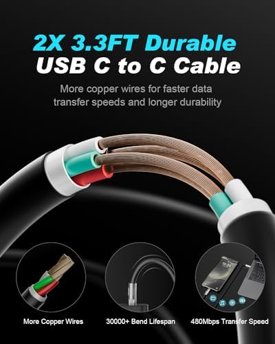 Dual Pack 45 W USB-C Charger Block with 3.3 FT Fast Charging Cables – Ultimate Universal Compatibility for i Phone 15/16 and Samsung Galaxy S24/S23/S22 Ultra/Note 20 – Rapid Power Delivery and Enhanced Portability for Home, Office, and Travel – Durable Charging Solution for All Devices