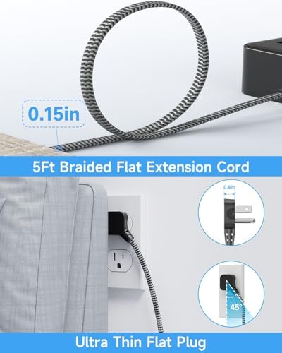 Maximize Your Charging Efficiency with the 2800 Joules Surge Protector Power Strip – 8 AC Outlets & 6 Fast-Charging USB Ports (4.8 A/24 W) for i Phone 15, 5 ft Flat Extension Cord & Wall Mount Design – Perfect for Home, Office & Travel Needs